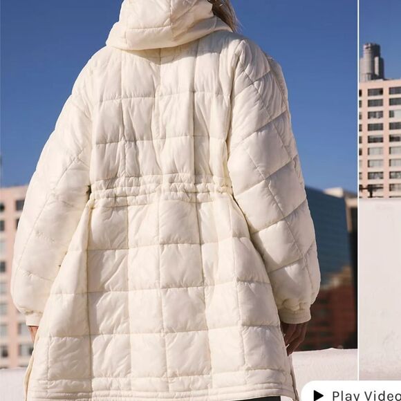 Free People Patricia Packable Poncho Puffer Jacket Coat Parka Ivory XS - Picture 3 of 7